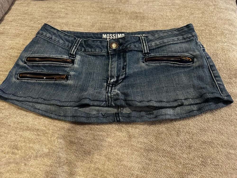 Mossimo Supply Co. Dark Blue Denim Mini Skirt with Front Zippers